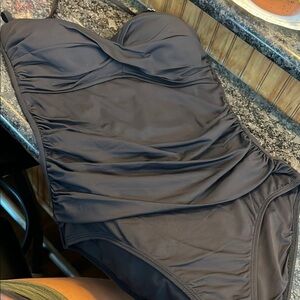 Anne Cole Black Ruched One-Piece Swimsuit